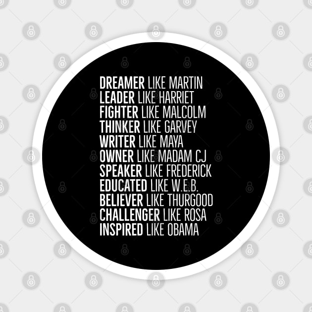 Black Heros,  Black History, African American, Civil Rights Leaders Magnet by UrbanLifeApparel